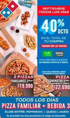 Ofertas de Restaurantes y Pastelerías en Providencia | Domino's Pizza Promociones Septiembre de Domino's Pizza | 04-09-2023 - 28-09-2023