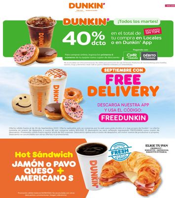 Ofertas de Restaurantes y Pastelerías | 40% descuentos Dunkin Donuts de Dunkin Donuts | 06-09-2023 - 30-09-2023