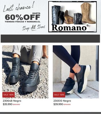Ofertas de Ropa, Zapatos y Accesorios en Viña del Mar | Sale hasta 60% off de Romano | 06-09-2023 - 06-10-2023