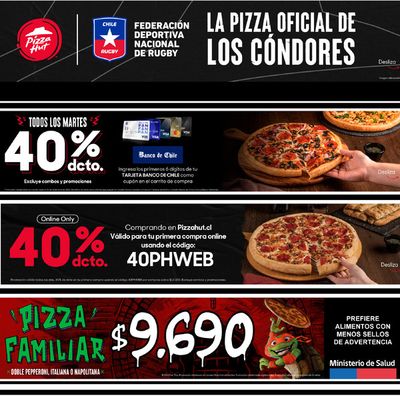 Ofertas de Restaurantes y Pastelerías en Providencia | Pizza Hut Pizza oficial de los cóndores de Pizza Hut | 12-09-2023 - 30-09-2023
