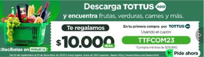Ofertas de Supermercados y Alimentación en Santiago | Te regalamos $10.000 dcto . de Tottus | 17-10-2023 - 02-01-2024