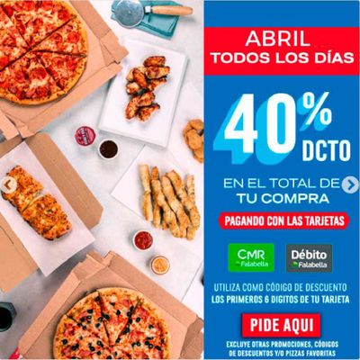 Ofertas de Restaurantes y Pastelerías en Huechuraba | Domino's Pizza 40% dcto ! de Domino's Pizza | 11-04-2024 - 30-04-2024