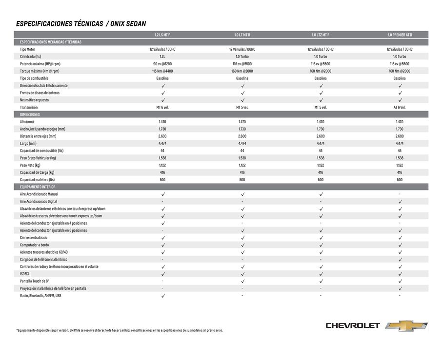 Catálogo Chevrolet en Santiago | Chevrolet Autos ONIX SEDÁN | 16-04-2024 - 16-04-2025
