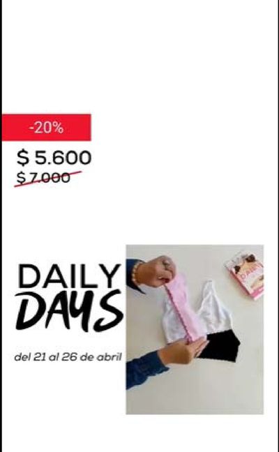 Ofertas de Ropa, Zapatos y Accesorios en Valparaíso | Daily days ofertas . de Daily | 25-04-2024 - 10-05-2024
