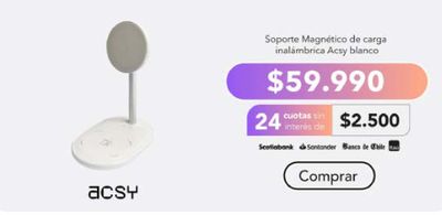 Catálogo Reifstore en Osorno | Soporte Magnetico de carga inalambrica acsy blanco ! | 13-05-2024 - 30-05-2024