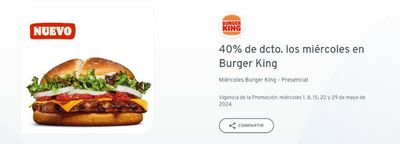 Ofertas de Bancos y Servicios en Las Condes | 40% de dcto . los miercoles en Burger King  de BCI | 16-05-2024 - 31-05-2024
