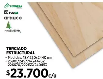 Oferta de Arauco - Terciado Estructural por $23700 en Construmart