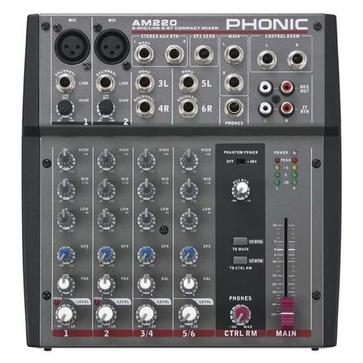 Oferta de Mixer Phonic AM220 2 canales mono - 2 canales estéreo por $99990 en Audiomusica