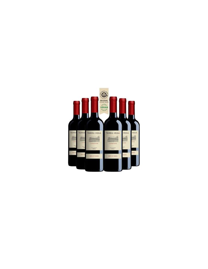 Oferta de 6 Vinos Terra Vega, Carmenere (750 ml 13.5%), Kosher por $34990 en Bbvinos