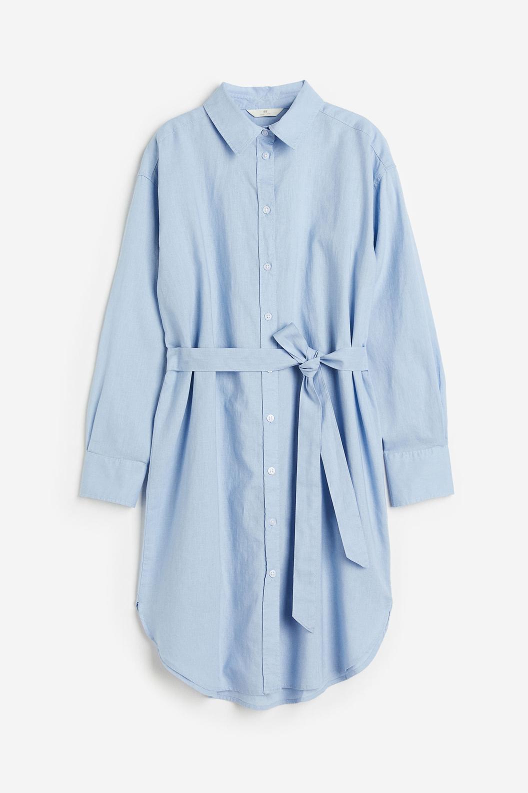 Oferta de Vestido camisero en mezcla de lino por $15000 en H&M