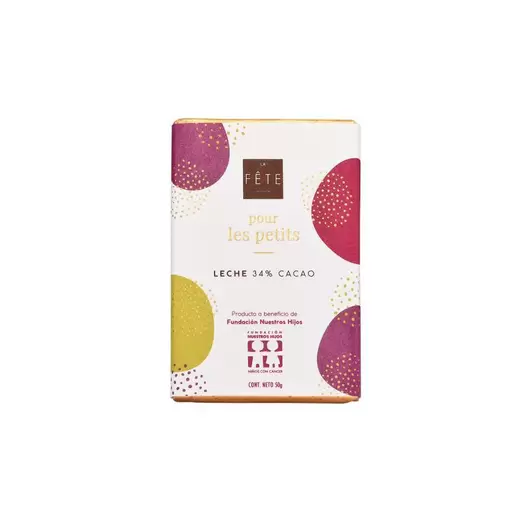 Oferta de Apoyo Fundación Nuestros Hijos Leche | 34% cacao | Barra 50 g por $3000 en La Fête Chocolat