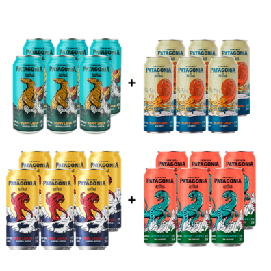 Oferta de Pack 24 Cervezas Patagonia; 6x Hoppy + 6x Red + 6x Lotus + 6x Blond por $1350 en Liquidos