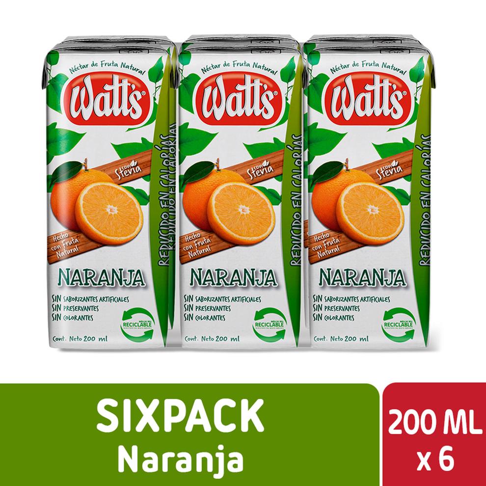 Oferta de Pack 6 un. Néctar Watt's Naranja 200 cc por $2150 en Santa Isabel