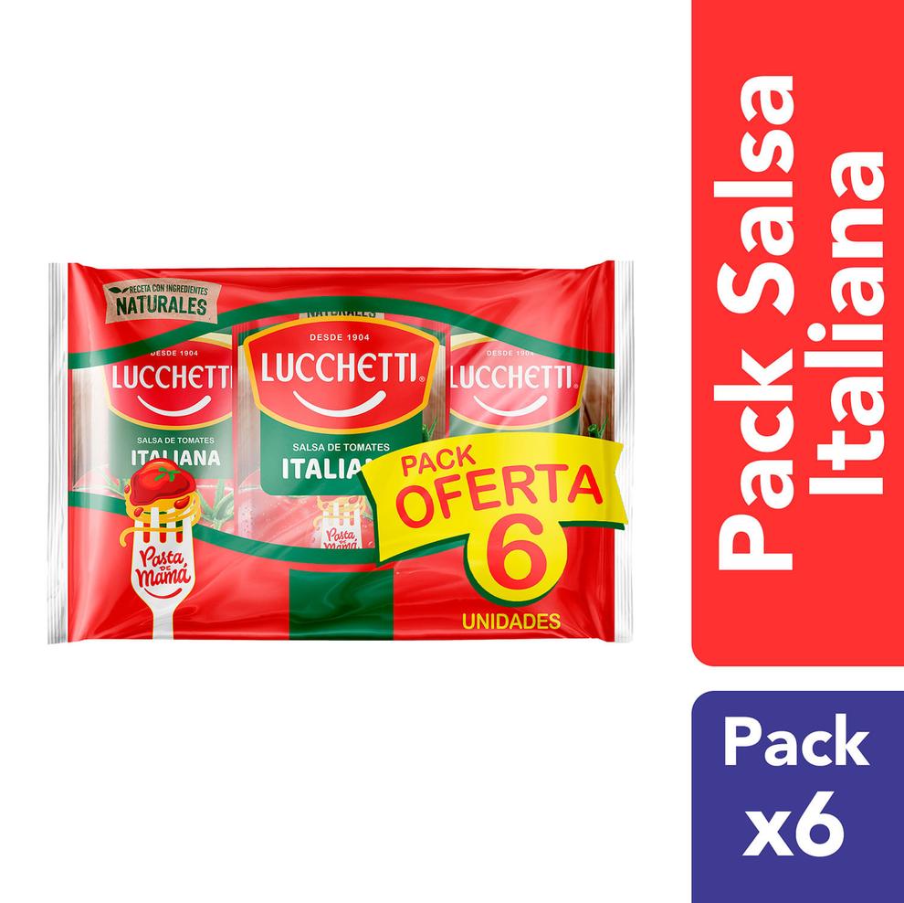 Oferta de Salsa de Tomates Lucchetti Italiana Pack 6 un. por $3710 en Santa Isabel