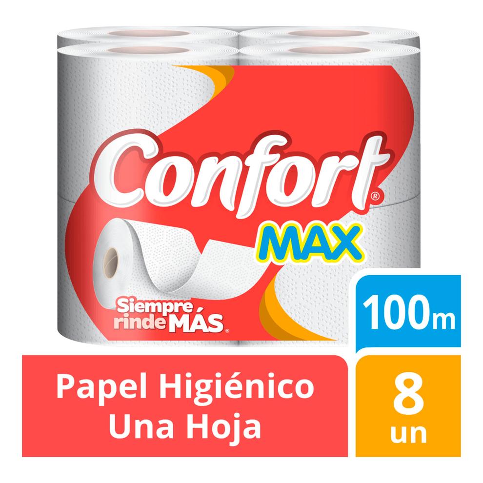 Oferta de Papel Higiénico Confort Max Una Hoja 100 m 8 un. por $8990 en Santa Isabel