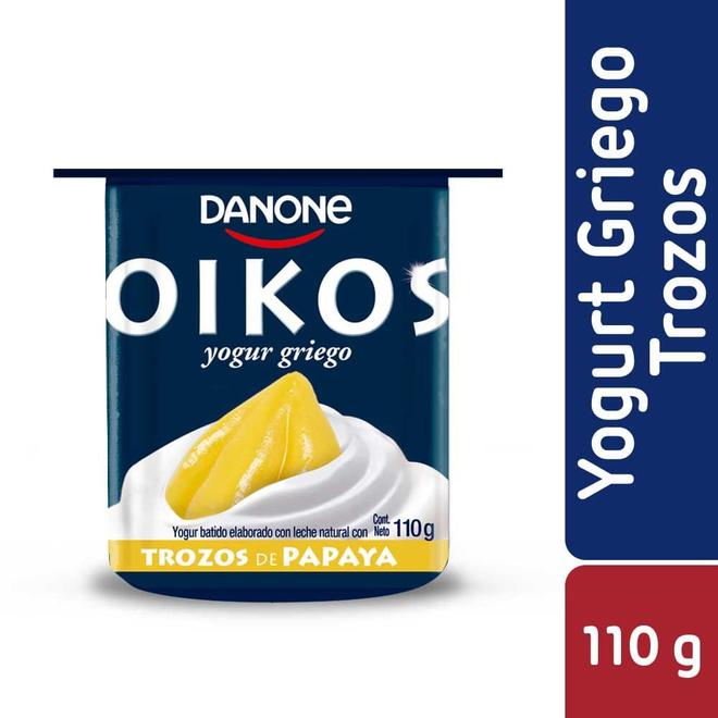 Oferta de Yoghurt griego Danone Oikos trozos papaya 110 g por $530 en Unimarc