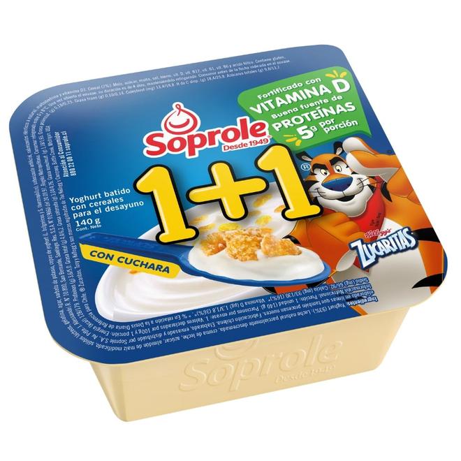 Oferta de Yoghurt con cereal Soprole 1+1 zucaritas 140 g por $680 en Unimarc