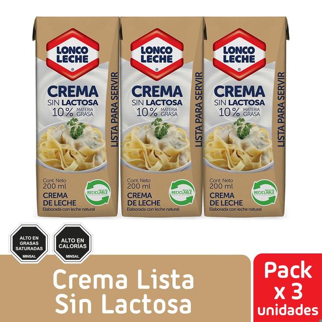 Oferta de Crema de leche Loncoleche sin lactosa 3 un de 200 ml por $4290 en Unimarc