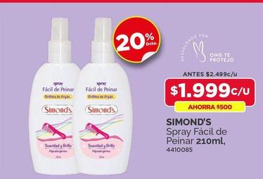 Oferta de Simond's - Spray Fácil De Peinar 210ml por $1999 en PreUnic