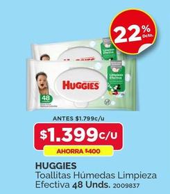 Oferta de Huggies - Toallitas Húmedas Limpieza Efectiva 48 Unds. por $1399 en PreUnic