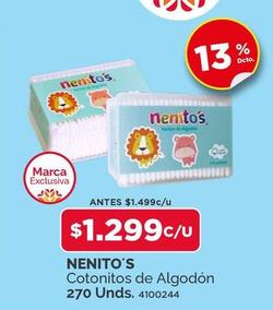 Oferta de Nenitos - Cotonitos De Algodón 270 Unds. por $1299 en PreUnic